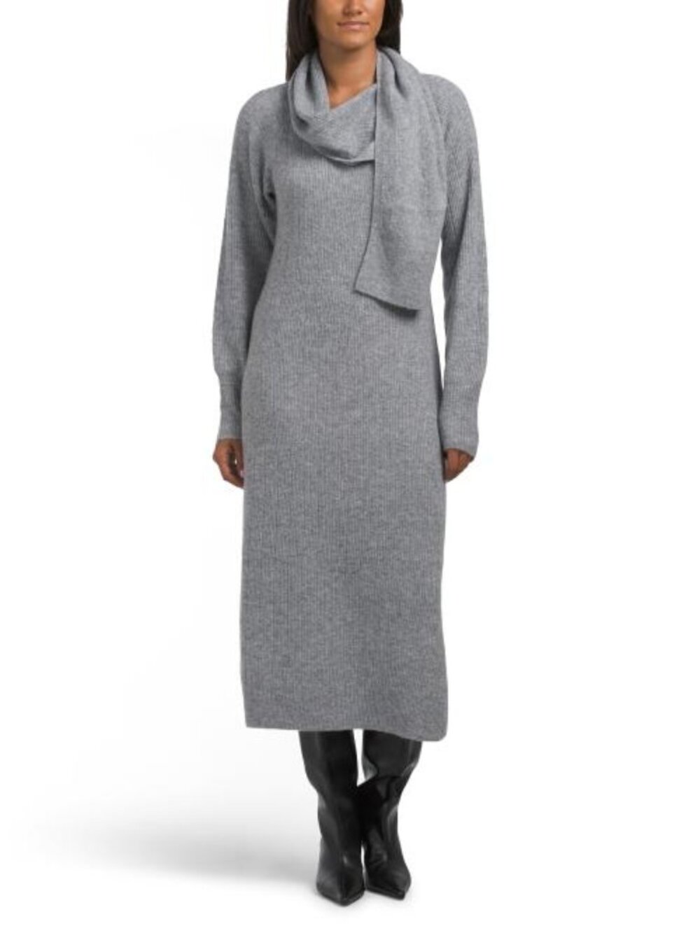 DEVOTION BY CYRUS Neck Scarf Maxi Sweater Dress